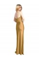 Achat Or Trapèze Sans bretelle Satiné Stretch Longue Formelles Robes demoiselle d'honneur / Robes de soirée / Robes de bal