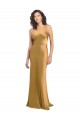 Achat Or Trapèze Satiné Stretch Longue Formelles Robes demoiselle d'honneur / Robes de soirée / Robes de bal