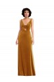 Achat Or Trompette Col V Velours Stretch Longue Robes demoiselle d'honneur / Robes de bal