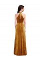 Achat Or Trompette Licou Col Haut Velours Stretch Longue Robes demoiselle d'honneur / Robes de bal