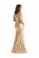 Achat Or doux Sirène Col V Satiné Soyeux Longue Formelles Robes demoiselle d'honneur / Robes de soirée / Robes de bal