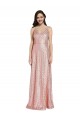 Achat Or rose Fourreau Col V Paillette Longue Formelles Robes demoiselle d'honneur / Robes de soirée / Robes de bal