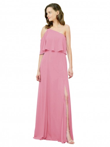 Achat Peau Rose Trapèze Mousseline Longue Robes demoiselle d'honneur