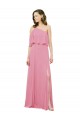 Achat Peau Rose Trapèze Mousseline Longue Robes demoiselle d'honneur