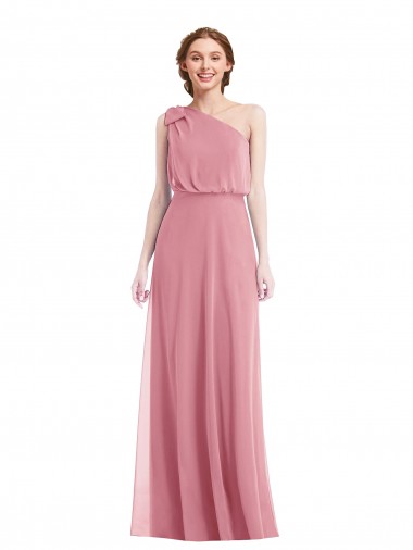 Achat Peau Rose Trapèze Mousseline Longue Robes demoiselle d'honneur