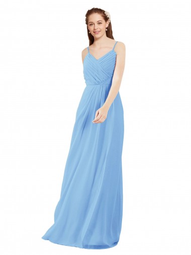 Achat Periwinkle Fourreau Col V Mousseline Longue Robes demoiselle d'honneur