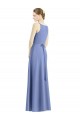 Achat Periwinkle Trapèze Bretelles spaghetti Col V Satiné Longue Robes demoiselle d'honneur