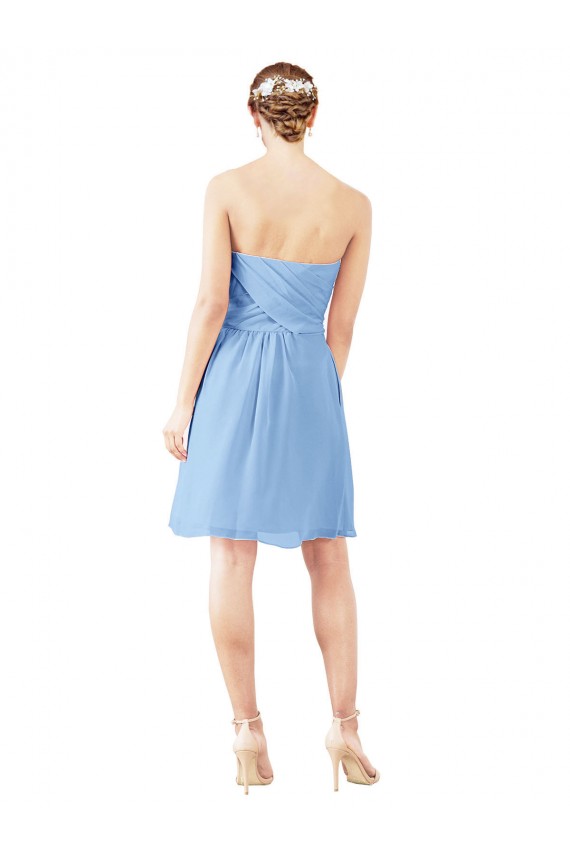 Achat Periwinkle Trapèze Sans bretelle Mousseline Courte Robes demoiselle d'honneur / Robes de cocktail