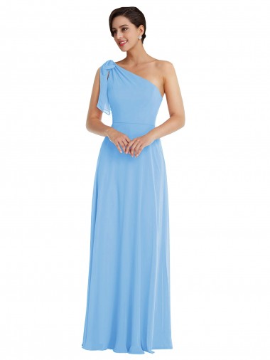 Achat Periwinkle Trompette Mousseline Longue Robes demoiselle d'honneur