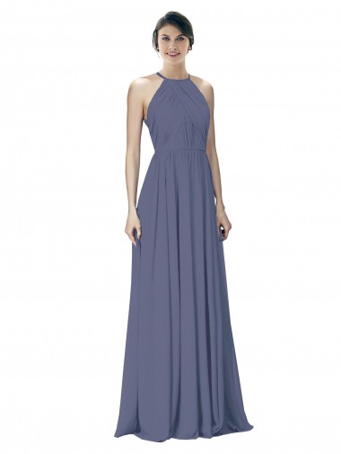 Achat Pierre d'argent Trapèze Licou Mousseline Longue Robes demoiselle d'honneur