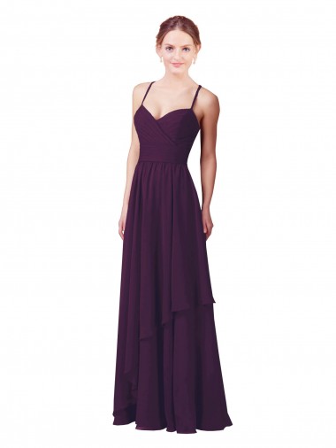 Achat Pourpre Fourreau Mousseline Longue Robes demoiselle d'honneur