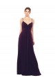 Achat Pourpre Trapèze Bretelles spaghetti Mousseline Longue Robes demoiselle d'honneur