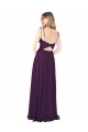 Achat Pourpre Trapèze Bretelles spaghetti Sans bretelle Mousseline Longue Robes demoiselle d'honneur