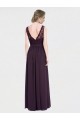 Achat Pourpre Trapèze Col V Mousseline Dentelle Longue Robes demoiselle d'honneur