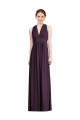 Achat Pourpre Trapèze Col V Mousseline Longue Robes demoiselle d'honneur