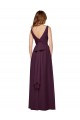 Achat Pourpre Trapèze Col V Mousseline Longue Robes demoiselle d'honneur