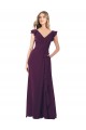 Achat Pourpre Trapèze Col V Mousseline Longue Robes demoiselle d'honneur