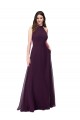 Achat Pourpre Trapèze Licou Col Haut Mousseline Longue Robes demoiselle d'honneur
