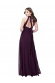 Achat Pourpre Trapèze Licou Col Haut Mousseline Longue Robes demoiselle d'honneur