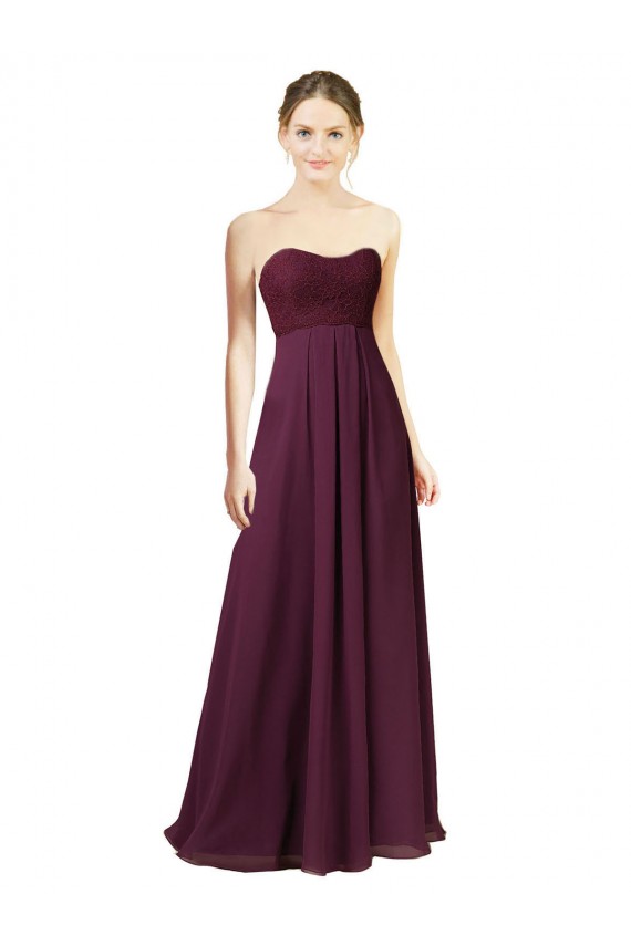 Achat Pourpre Trapèze Mousseline Longue Robes demoiselle d'honneur