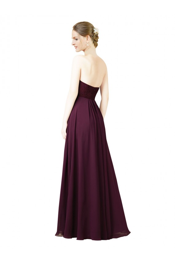 Achat Pourpre Trapèze Mousseline Longue Robes demoiselle d'honneur