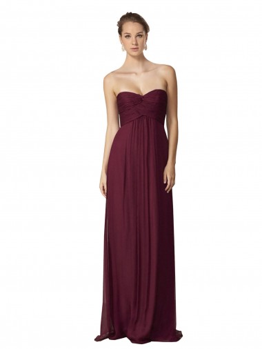 Achat Pourpre Trapèze Mousseline Longue Robes demoiselle d'honneur