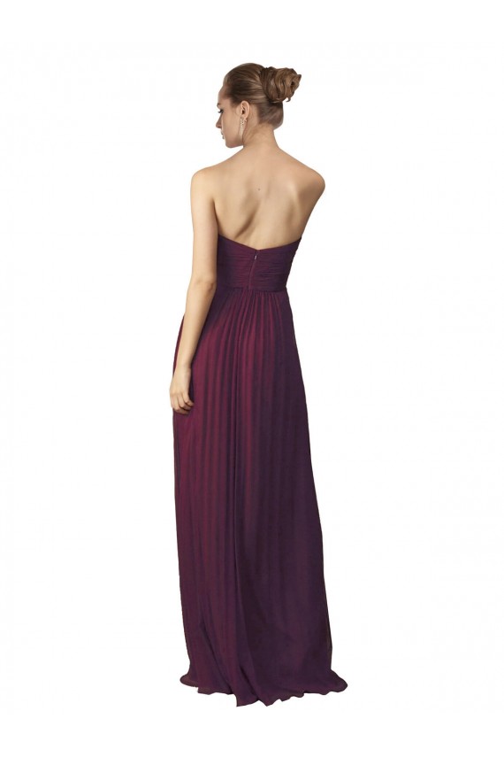 Achat Pourpre Trapèze Mousseline Longue Robes demoiselle d'honneur