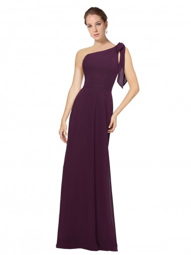Achat Pourpre Trapèze Mousseline Longue Robes demoiselle d'honneur