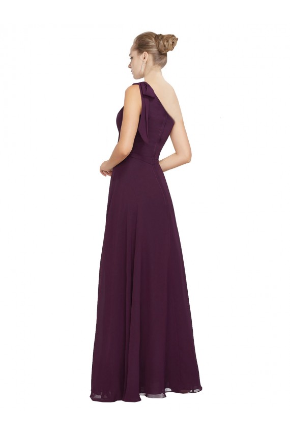 Achat Pourpre Trapèze Mousseline Longue Robes demoiselle d'honneur