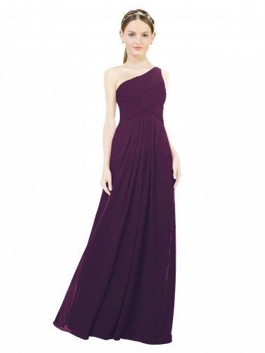 Achat Pourpre Trapèze Mousseline Longue Robes demoiselle d'honneur