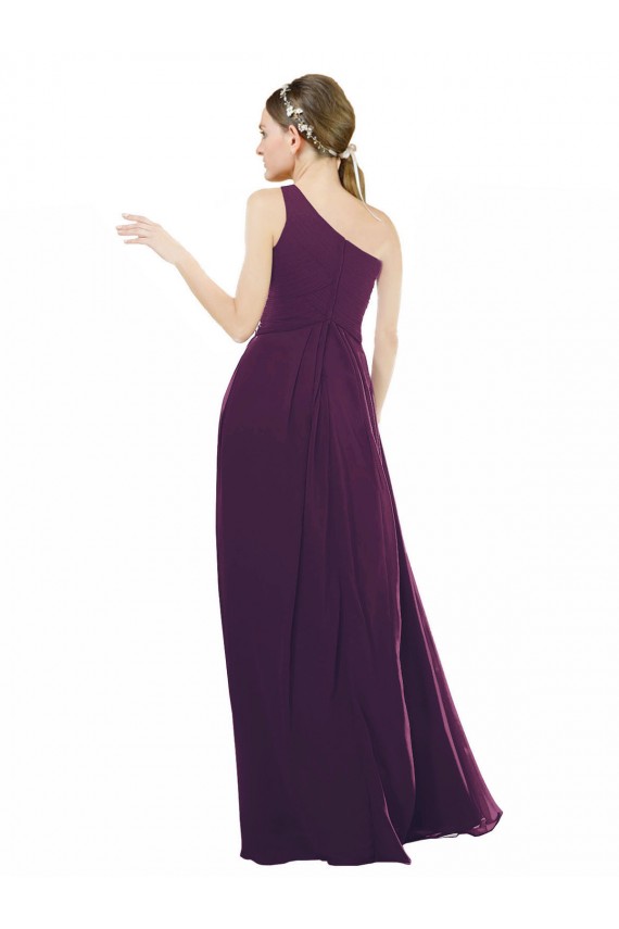 Achat Pourpre Trapèze Mousseline Longue Robes demoiselle d'honneur