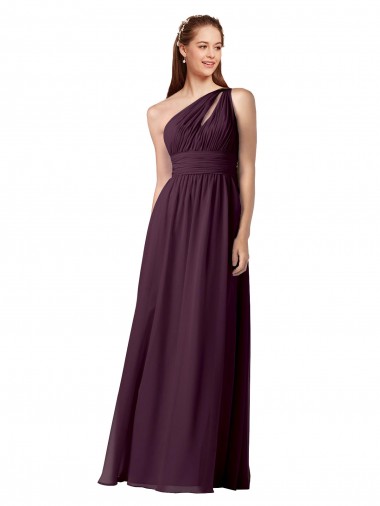Achat Pourpre Trapèze Mousseline Longue Robes demoiselle d'honneur