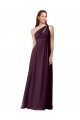 Achat Pourpre Trapèze Mousseline Longue Robes demoiselle d'honneur