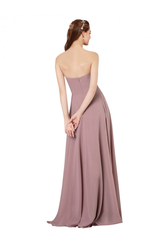 Achat Pourpre Trapèze Sans bretelle Mousseline Longue Robes demoiselle d'honneur