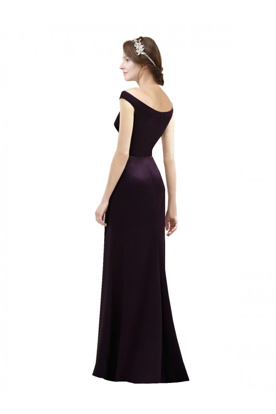 Achat Pourpre Trapèze Épaule Dénudée Satiné Longue Robes demoiselle d'honneur