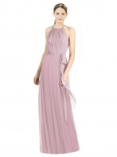 Achat Primevère Trapèze Licou Mousseline Longue Robes demoiselle d'honneur