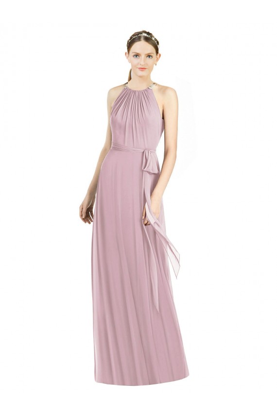 Achat Primevère Trapèze Licou Mousseline Longue Robes demoiselle d'honneur