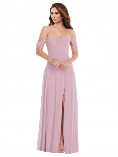 Achat Primevère Trapèze Mousseline Longue Robes demoiselle d'honneur