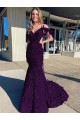 Achat Prune Fourreau Bretelles spaghetti Col V Traîne moyenne Paillettes Velours Longue Robes de bal