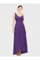 Achat Prune Trapèze Col V Mousseline Longue Asymétrique Robes demoiselle d'honneur