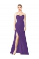 Achat Prune Trapèze Sans bretelle Mousseline Longue Robes demoiselle d'honneur