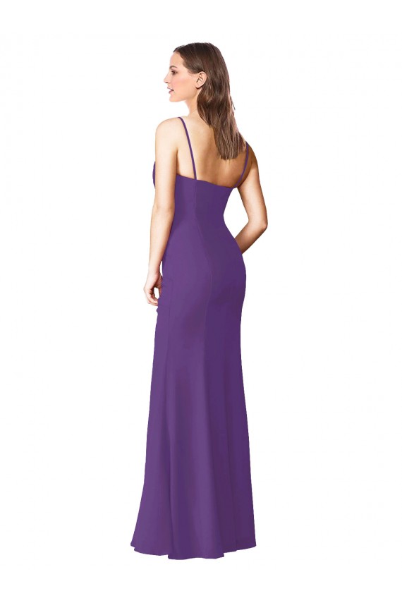 Achat Prune Trapèze Sans bretelle Mousseline Longue Robes demoiselle d'honneur