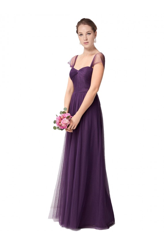 Achat Prune Trapèze Tulle Longue Robes demoiselle d'honneur
