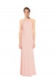 Achat Rose 114 Trapèze Bretelles spaghetti Mousseline Longue Robes demoiselle d'honneur