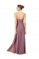 Achat Rose 147 Trapèze Bretelles spaghetti Col V Mousseline Longue Robes demoiselle d'honneur