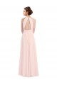 Achat Rose 42 Trapèze Licou Mousseline Longue Robes demoiselle d'honneur