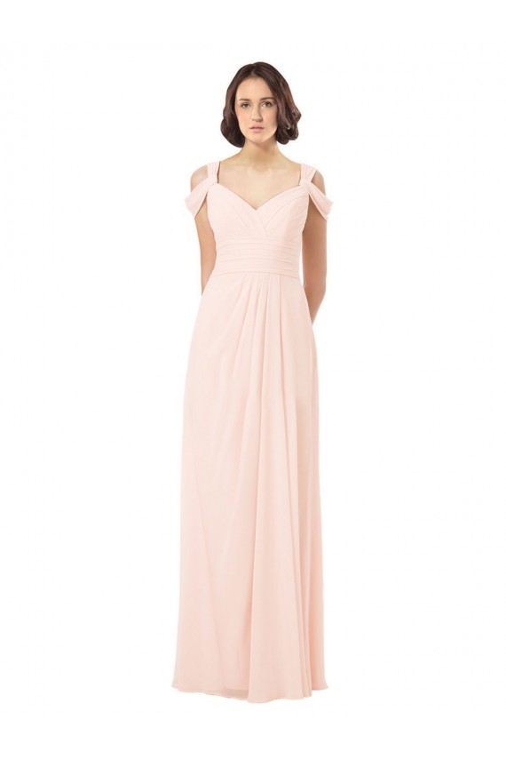 Achat Rose 42 Trapèze Épaule Dénudée Mousseline Longue Robes demoiselle d'honneur