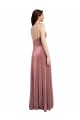 Achat Rose Cannelle Trapèze Col V Velours Stretch Longue Formelles Robes demoiselle d'honneur / Robes de soirée / Robes de bal