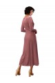 Achat Rose Cannelle Trapèze Col V midi Velours Stretch Courte Robes demoiselle d'honneur / Robes de bal