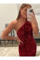 Achat Rose Fourreau Balayage train Paillettes Velours Longue Robes de bal